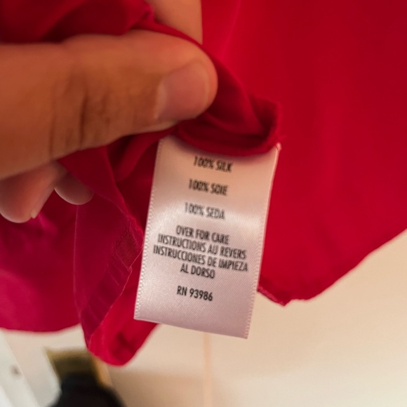 Casual Corner Red Silk Blouse Button Down Up - Picture 3 of 4